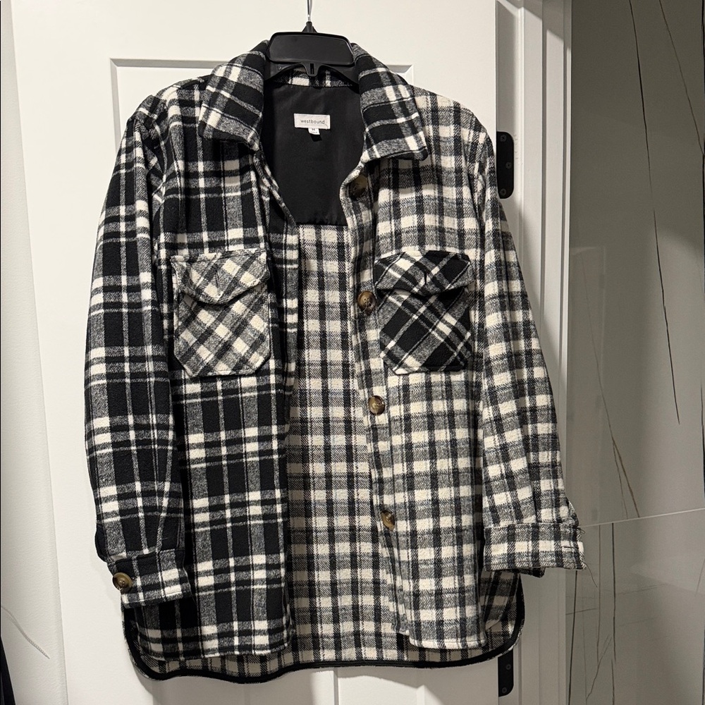 Westbound Monochrome Plaid Shirt Jacket